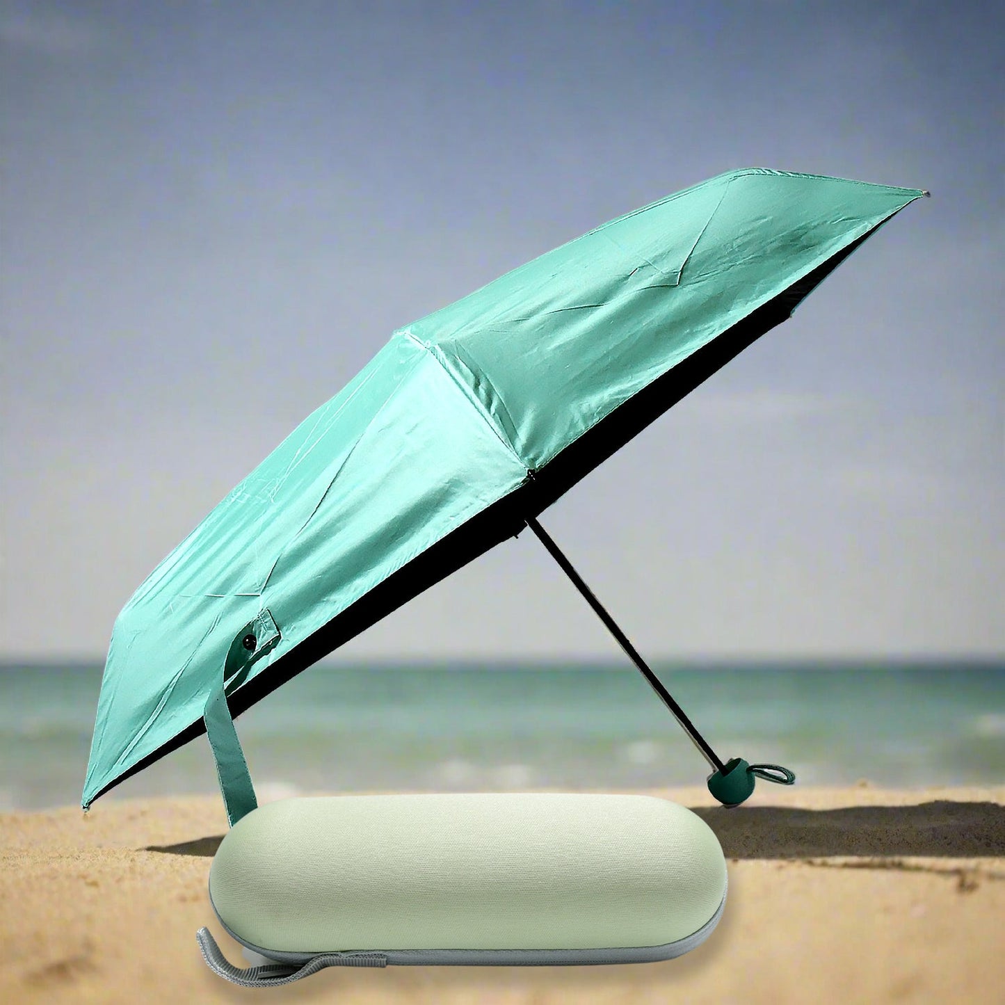 5 Fold Manual Open Umbrella With Capsule Case | Windproof, Sunproof & Rainproof with Sturdy Steel Shaft & Wrist Straps | Easy to Hold & Carry | Umbrella for Women, Men & Kids