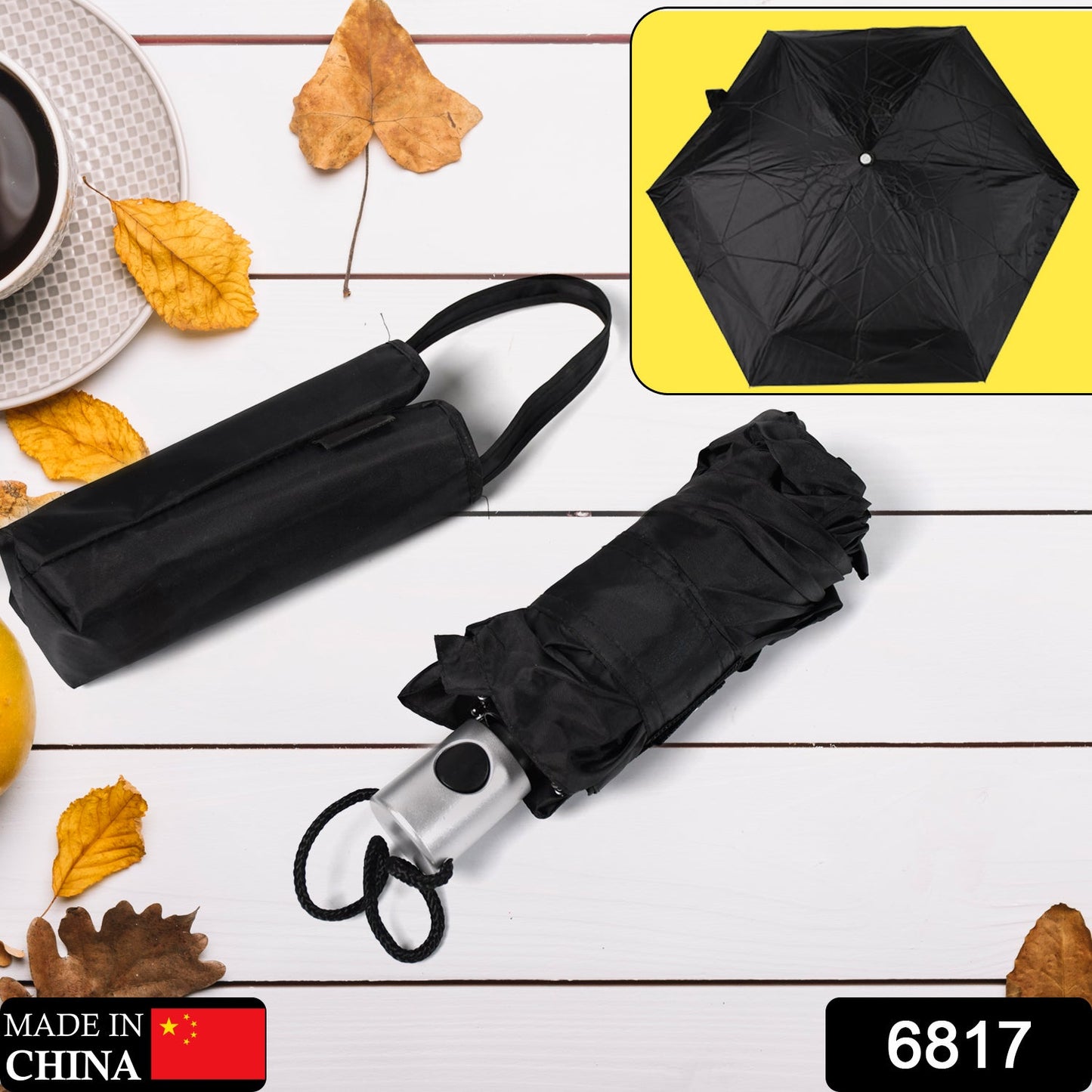 6817 Windproof Travel Umbrella - Compact, Light, Automatic, Strong and Portable - Wind Resistant, Small Folding Backpack Umbrella for Rain