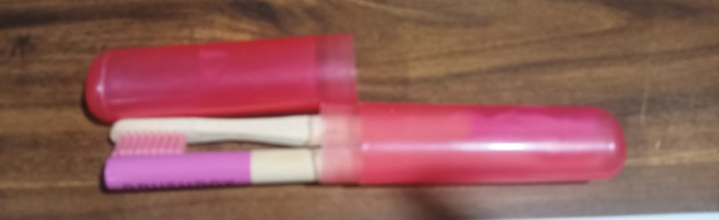 Bamboo Wooden Toothbrush Soft Bristles Toothbrush Wooden Child Bamboo Toothbrush Biodegradable Manual Toothbrush for Adult, Kids (2 Pc With Cover)