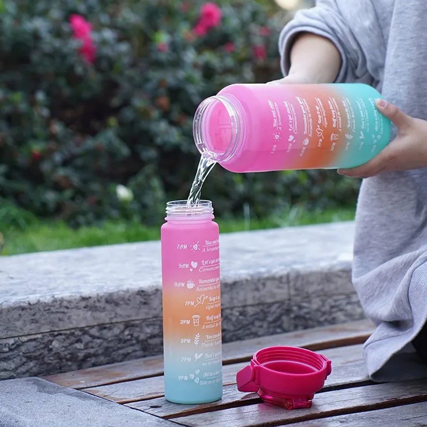 Plastic Water Bottle 2 pc Different Size Bottle High Quality Water Bottle Plastic Water Bottle BPA-Free & Leak-Proof! Cartoon Printed Design for Kids' School, For Fridge, Office, Sports, School, Gym, Yoga (2 Pc Set)