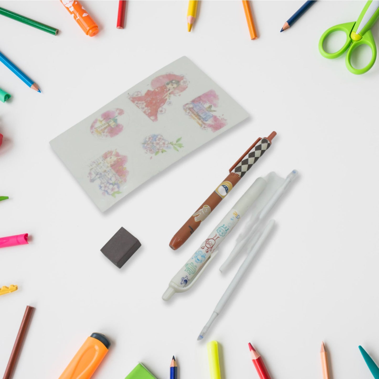 Cartoon Stationery Box Cartoon Design School Box Book , diary , Pen , Eraser, Sharpner , Sticker & Pen Refill Student Gift School box (1 box)