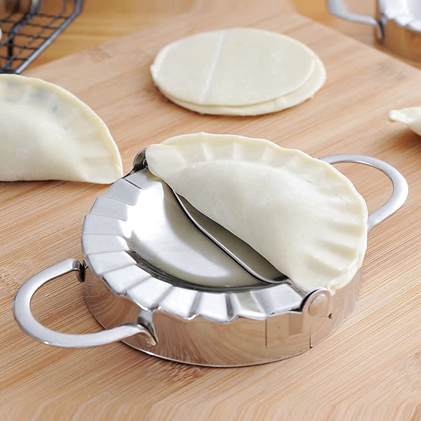 2219 Stainless Steel Dumpling Maker, Dough Cutter Pie Mold Tool.