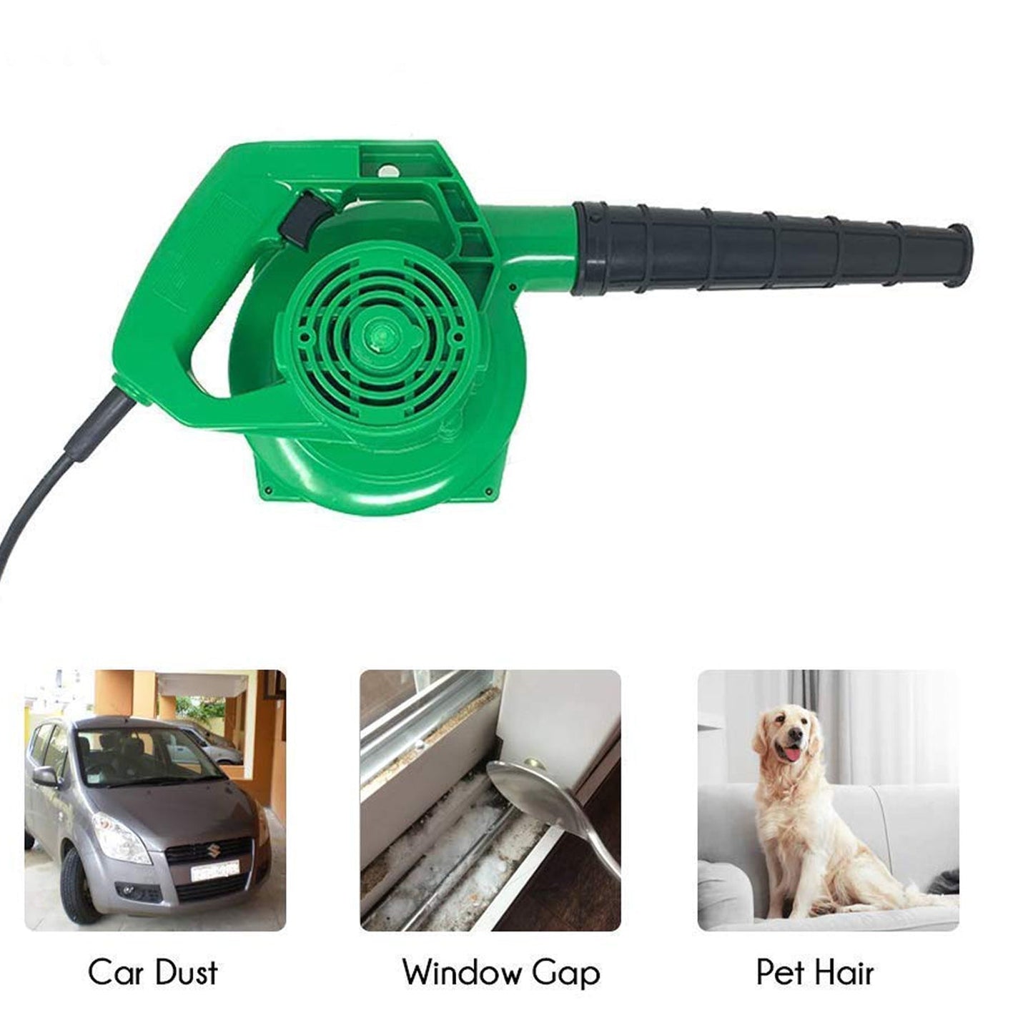 650V Blower Portable rifel Range Heavy Duty air Blower, Electric Air Blower for Home/Office/Car/Pc/Computer Dust/Garage/Patio/Garden Leaf/Trash Cleaning (350W, 2.3 m3/min, 13000 RPM, Green)
