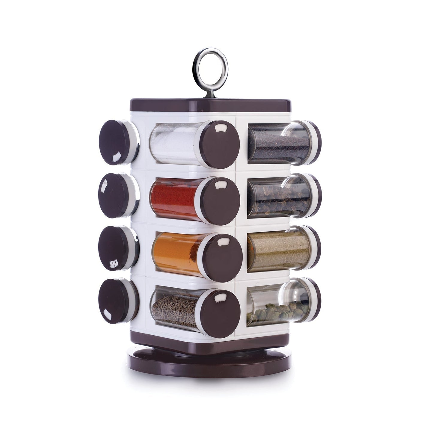 8119 Ganesh Multipurpose Revolving Spice Rack With 16 Pcs Dispenser each 100 ml Plastic Spice ABS Material 1 Piece Spice Set 1 Piece Spice Set (Plastic)