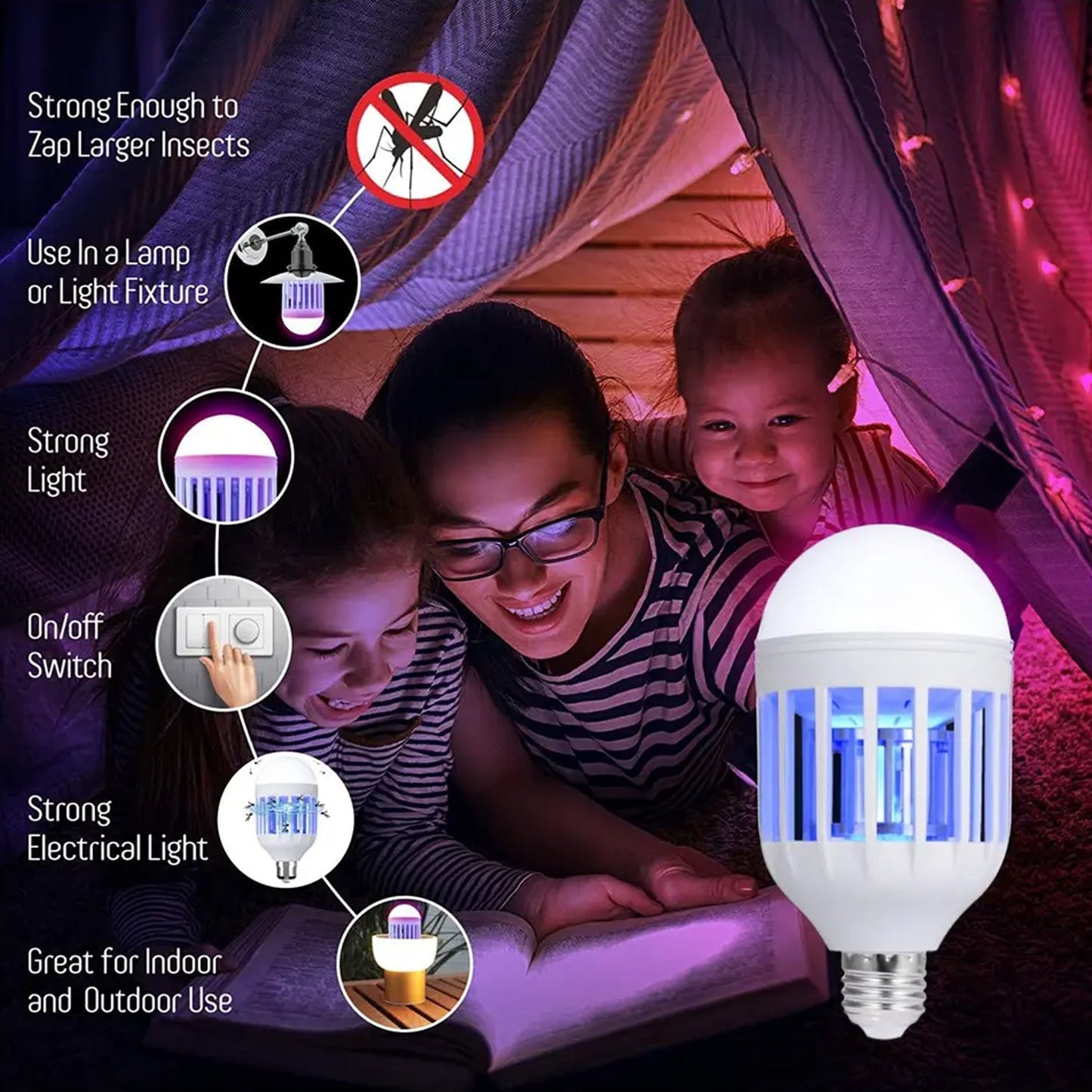 15W Mosquito Killer Lamp E27 Summer Moths Flying Insects Led Zapper Mosquito Killer Lamp Light Bulb Household