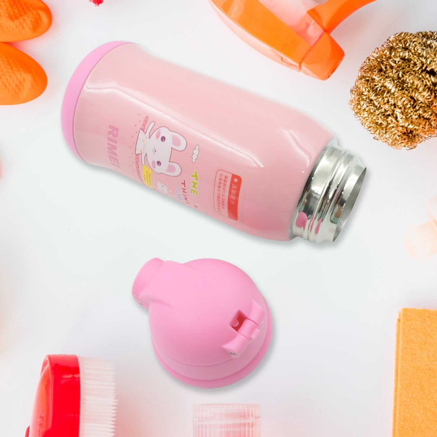 Premium Stainless Steel Insulated Sipper Bottle Print Water FlaskCartoon Vacuum Hot Cold For Kids / Travelling Water Bottle for Kids with Pop up Straw, Double Wall Thermos with Straw & Bottle Zippe Cover For office/Gym/School (500 ML)