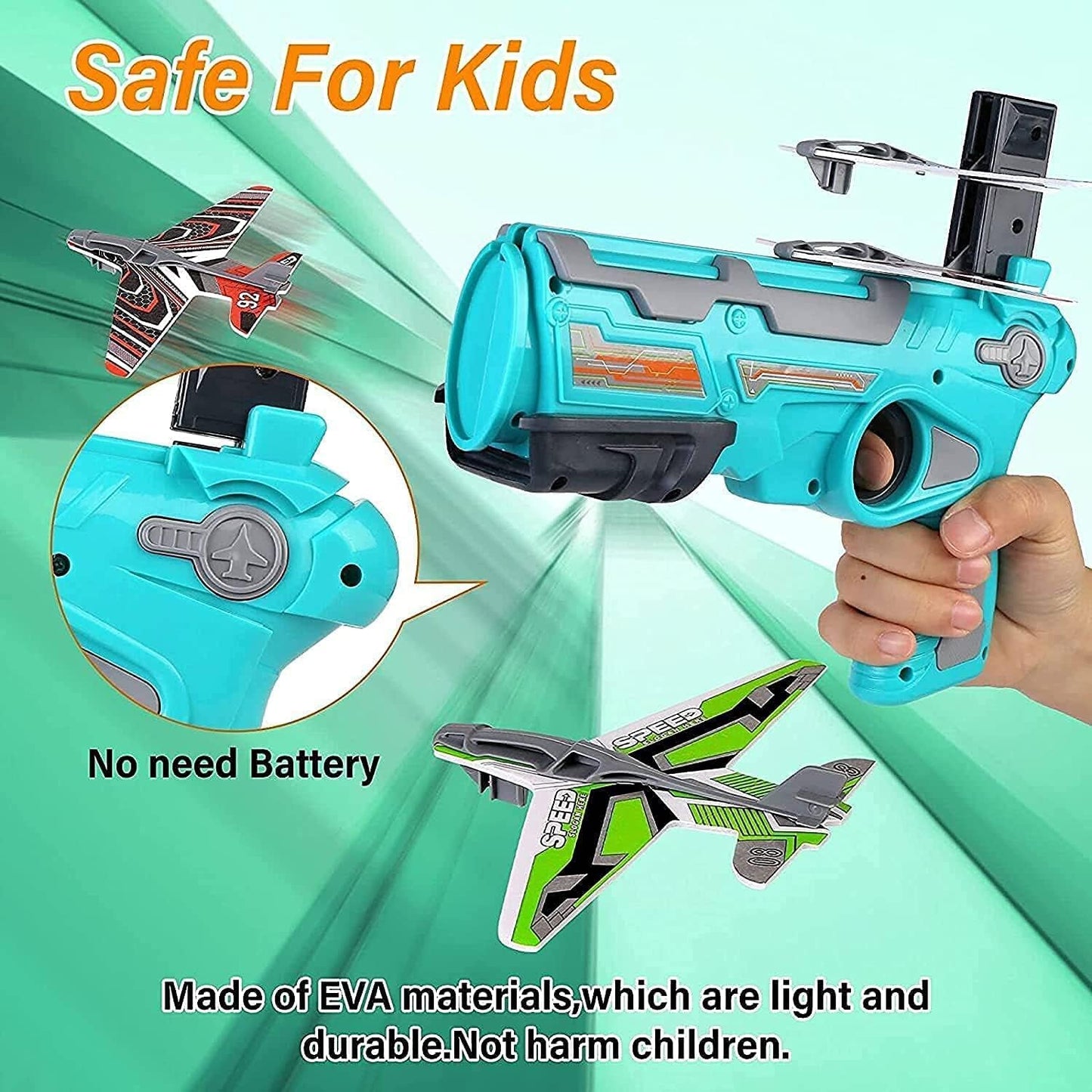 4413A Airplane Launcher Gun Toy with Foam Glider Planes, Outdoor Games for Children, Best Aeroplane Toys for Kids, Air Battle Gun Toys ( 5 Plane Include )