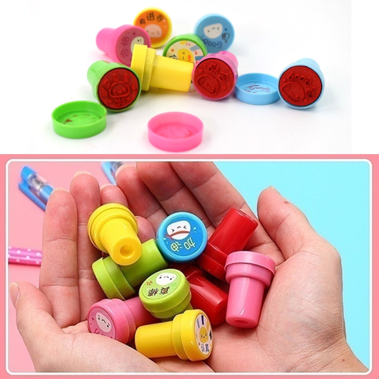 4803 Emoticon Stamps 8 pieces in Round Shape Stamp for Kids Theme Stamps for School Craft & Prefect Gift for Teachers, Parents and Students (Multicolor)