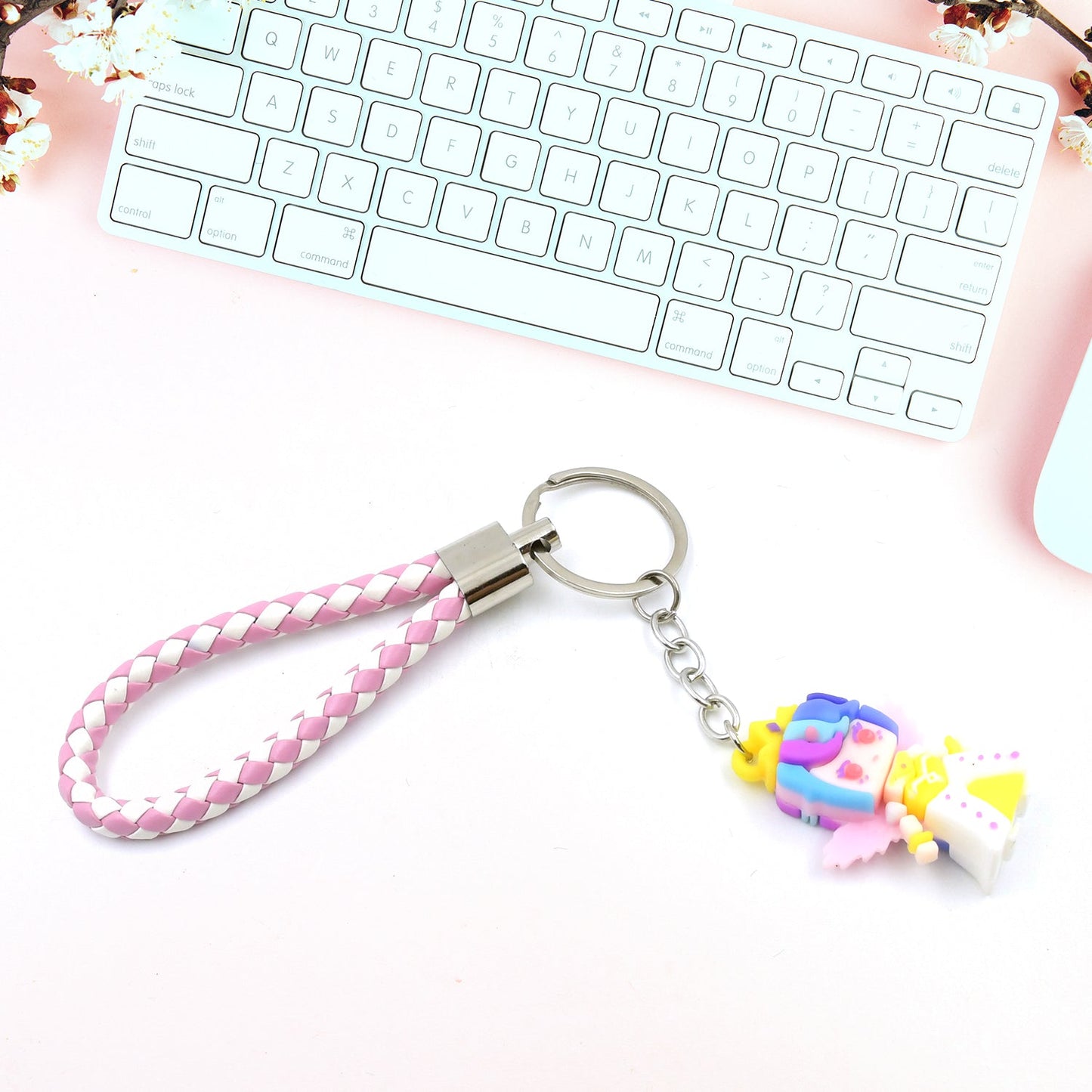 8837 Cute Keychain With Card Gift - Keychain Accessories Key Chain Backpack Charms Car Keys Keychain for Kids Girls, Unicorn Toy and Charm Key- Chain for Bag / Door Key- Ring / car Key- Ring / Party Favor (Mix Color & Design 1 Pc )