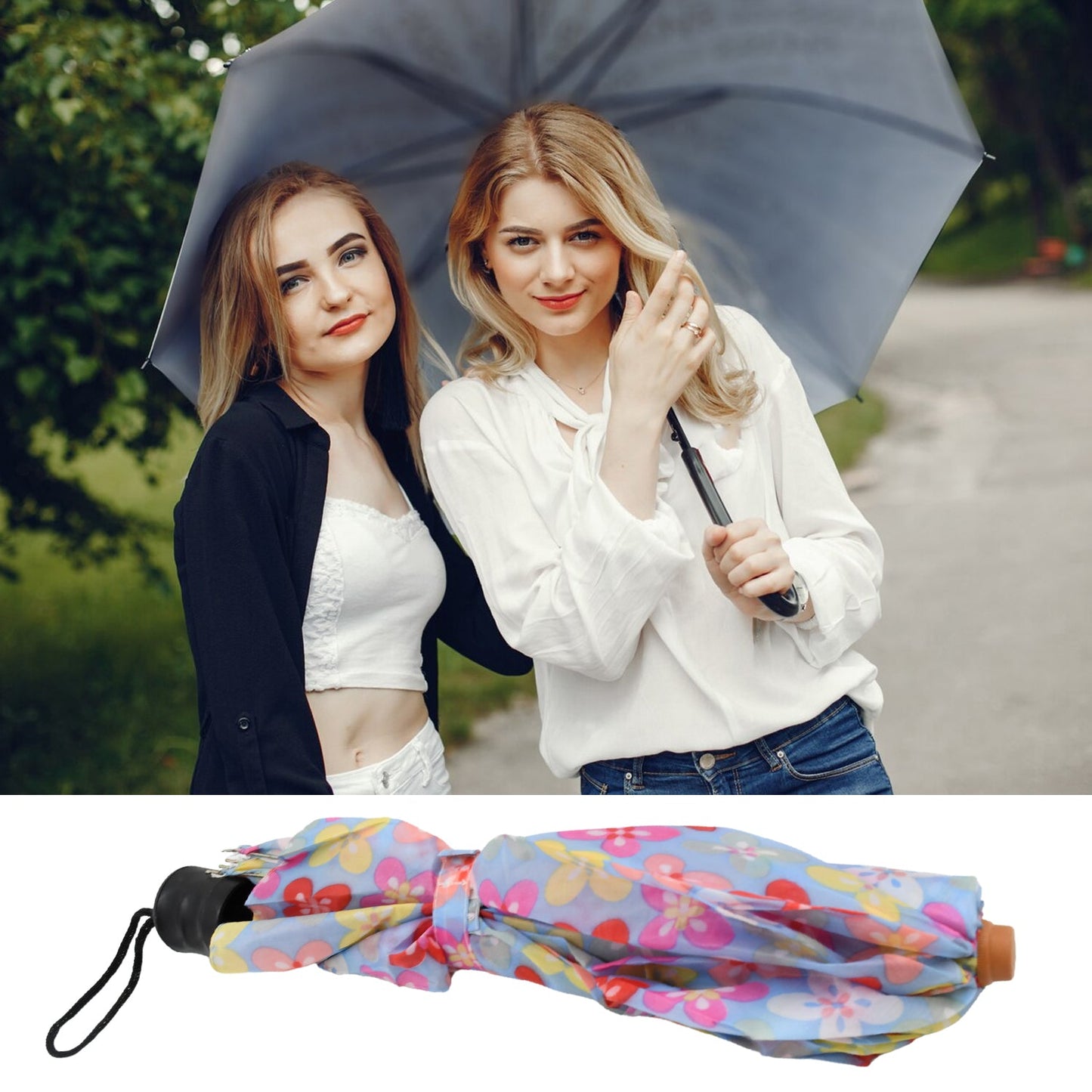 2 Fold Sun Protective Solid Foldable Outdoor Umbrella, Portable Sun, UV Protection Lightweight Rain Umbrella With Umbrella Case For Girls, Women, Men, Boys