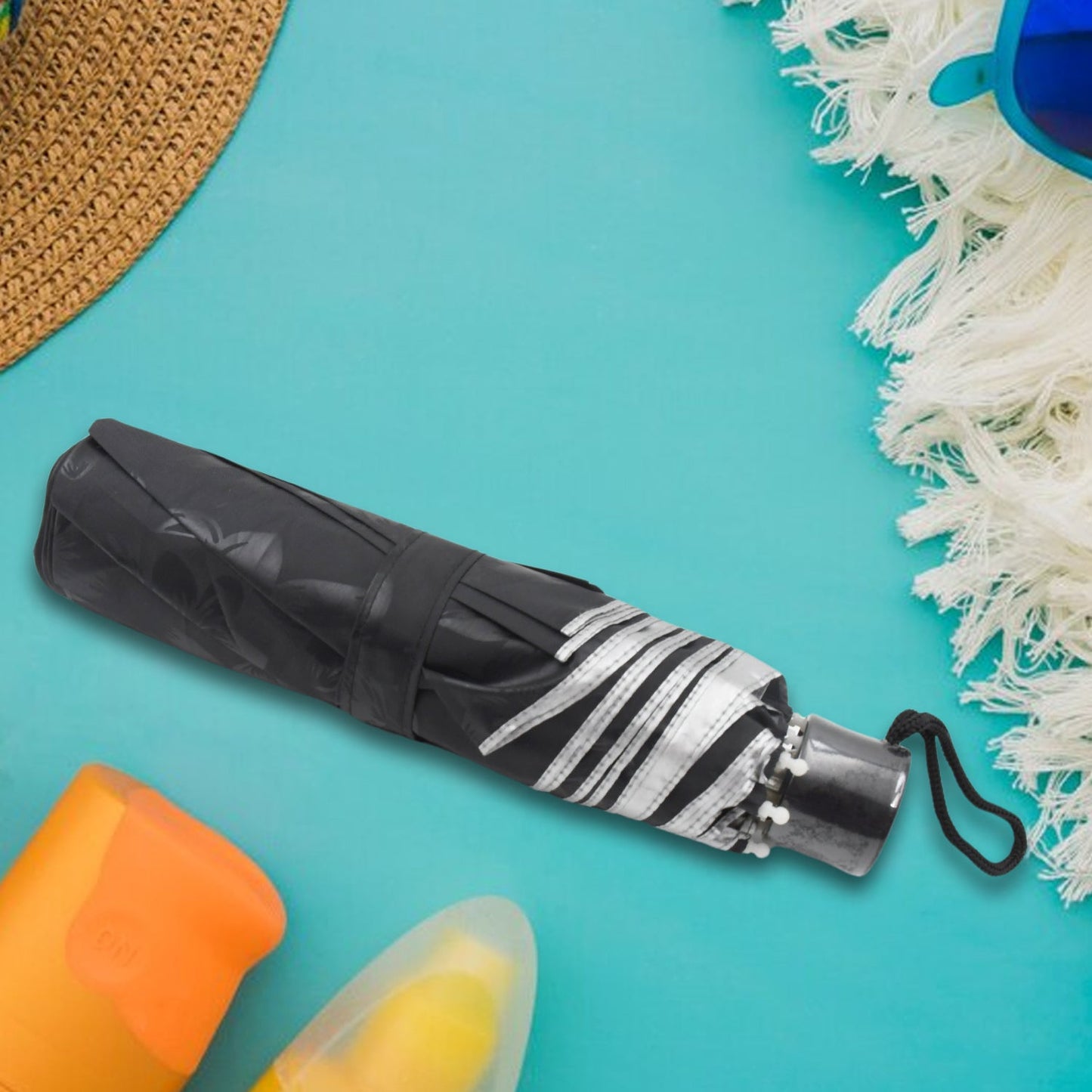 3-Fold Sun Protective Solid Foldable Outdoor Umbrella, Portable Sun, UV Protection Lightweight Rain Umbrella For Girls, Women, Men, Boys (1 pc)