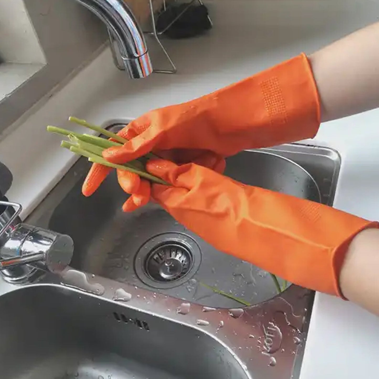 0621 Multipurpose Rubber Reusable Cleaning Gloves, Reusable Rubber Hand Gloves I Latex Safety Gloves I for Washing I Cleaning Kitchen I Gardening I Sanitation I Wet and Dry Use Orange Gloves (1 Pair 40 Gm) - Jaatara0621 Multipurpose Rubber Reusable Cleaning Gloves, Reusable Rubber Hand Gloves I Latex Safety Gloves I for Washing I Cleaning Kitchen I Gardening I Sanitation I Wet and Dry Use Orange Gloves (1 Pair 40 Gm)JaataraJaataraJaatara