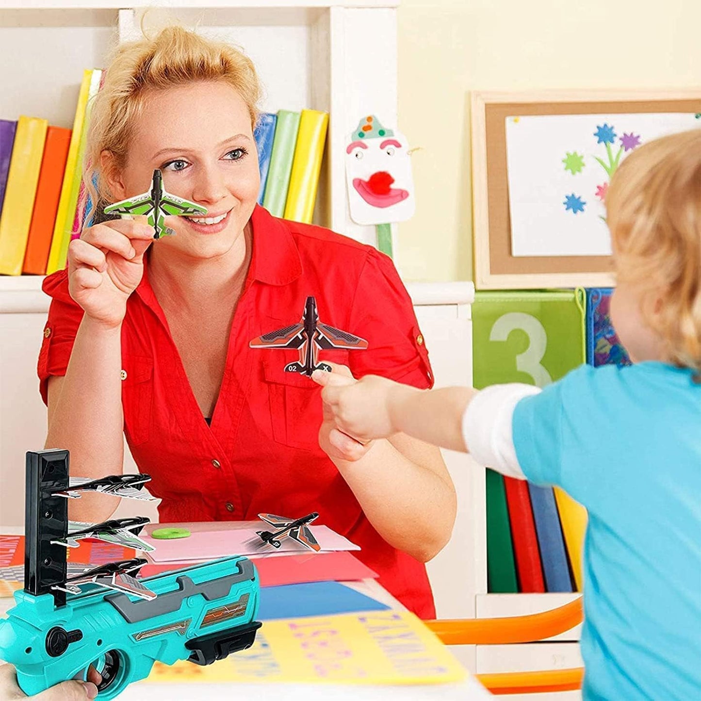 4413A Airplane Launcher Gun Toy with Foam Glider Planes, Outdoor Games for Children, Best Aeroplane Toys for Kids, Air Battle Gun Toys ( 5 Plane Include )