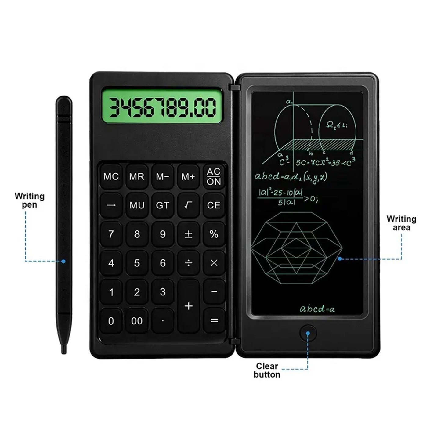 Foldable Calculator With 6 Inch LCD Tablet Digital Drawing Pad Stylus Pen Erase Button Lock Function Smart Calculator -01