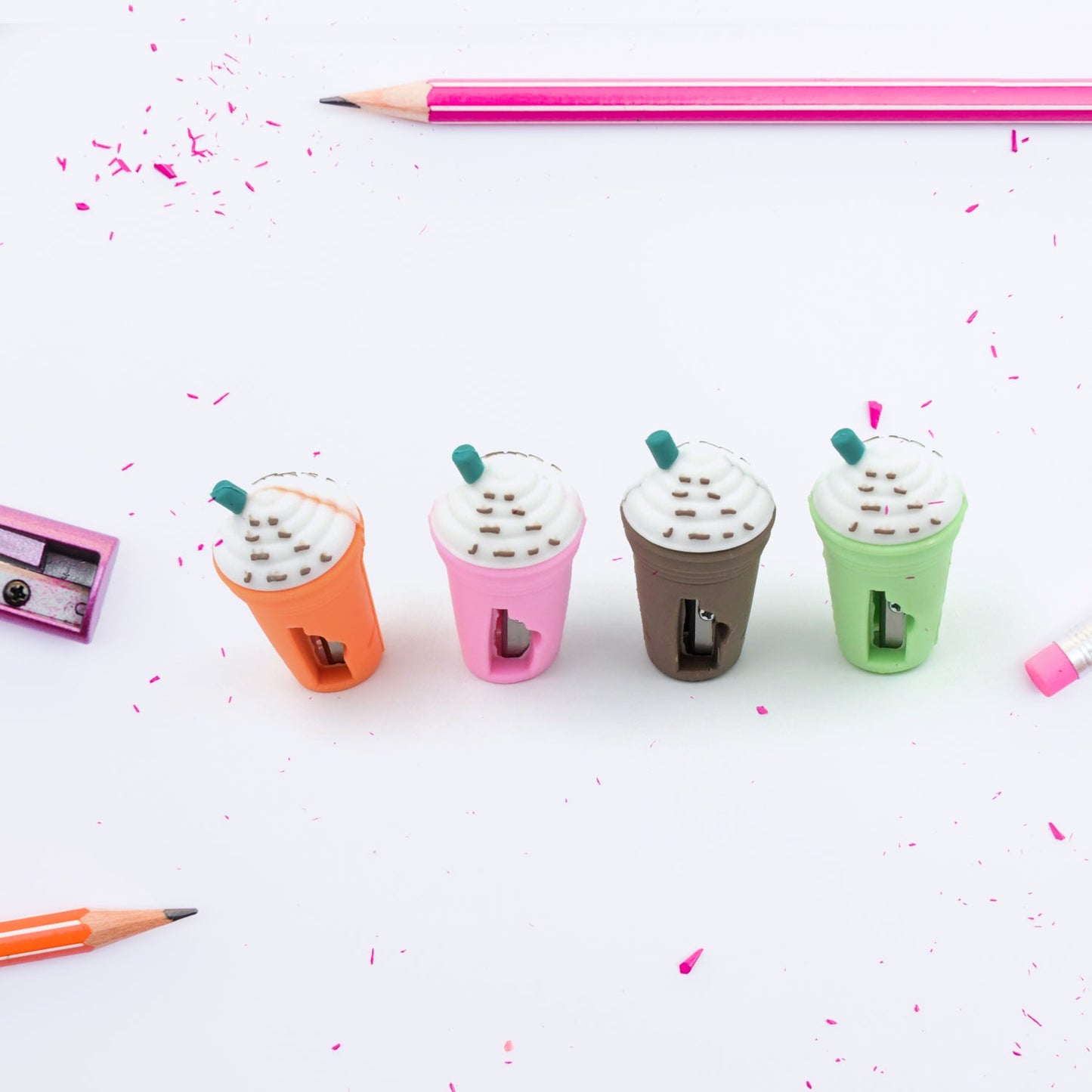 2In1 3D Cute Coffee Or Ice cream Shape sharpner Like Rotary Manual Pencil Sharpener for Kids Ice Cream Style Office School Supplies, Back to School Gift for Students,Kids Educational Stationary kit, B'Day Return Gift