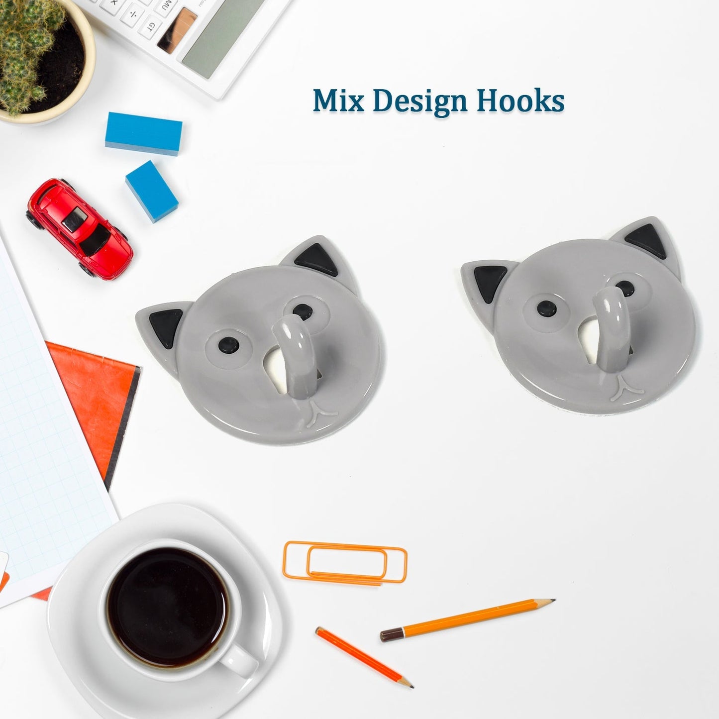 4501 Cartoon Strong Adhesive Hook Wall Hooks High Quality Premium Hook For Home , Office , & Multiuse Hook ( Set of 2 )