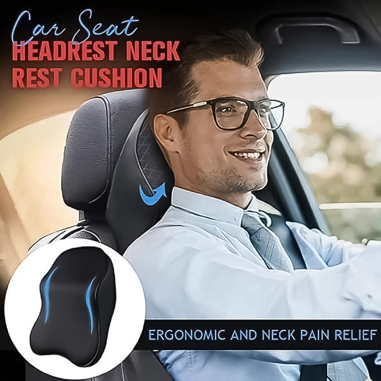 Car Neck Pillow Car Neck Headrest Pillow Memory Foam Car Accessories Cushion Car Seat Head Support Neck Protector Car Seat Neck Pillow, for Driving (1 Pc)
