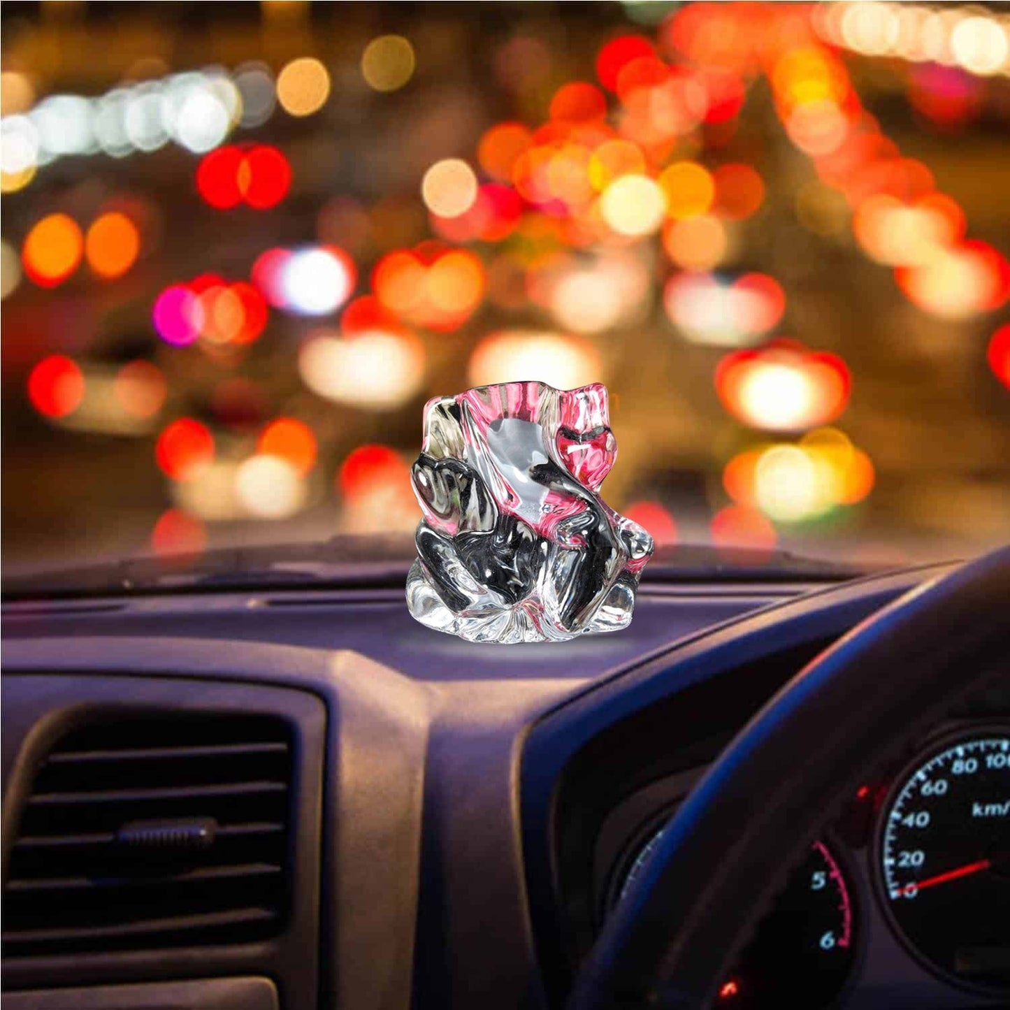 1195 Crystal Glass Ganesha Idol for Home, Office and Car Dashboard