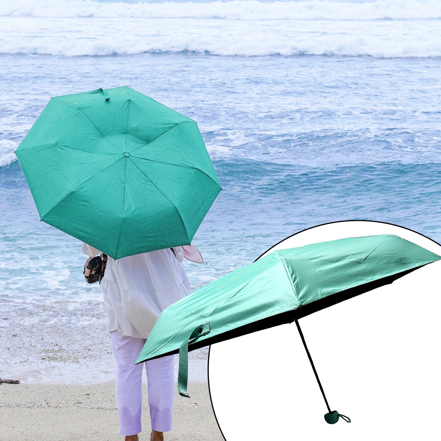 5 Fold Manual Open Umbrella With Capsule Case | Windproof, Sunproof & Rainproof with Sturdy Steel Shaft & Wrist Straps | Easy to Hold & Carry | Umbrella for Women, Men & Kids