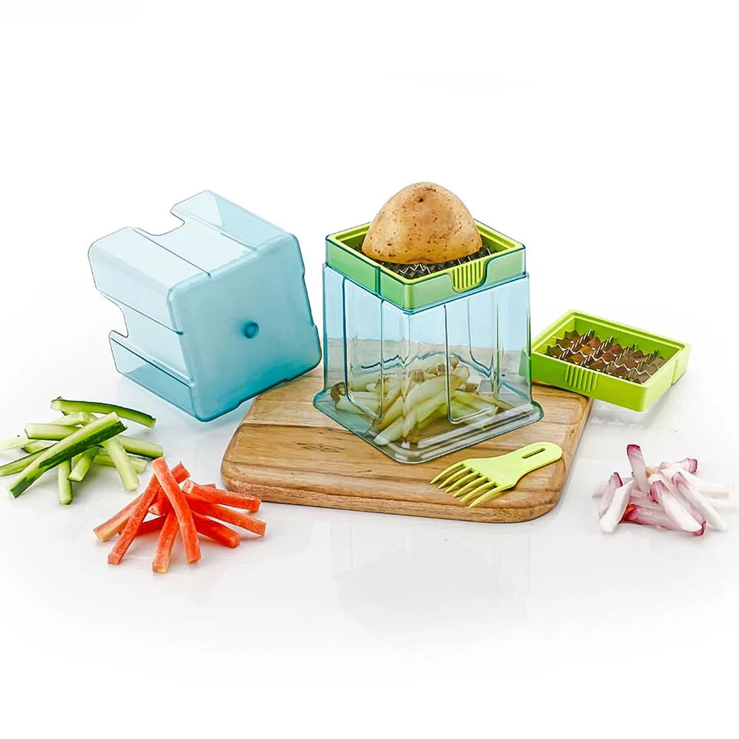 2 in 1 Potato Chipser / Slicer French Fries Maker Finger Chips | Plastic | Two Blades Finger Chips Cutter for Kitchen Accessory Vegetable Fruit Slicer (1 Pc)