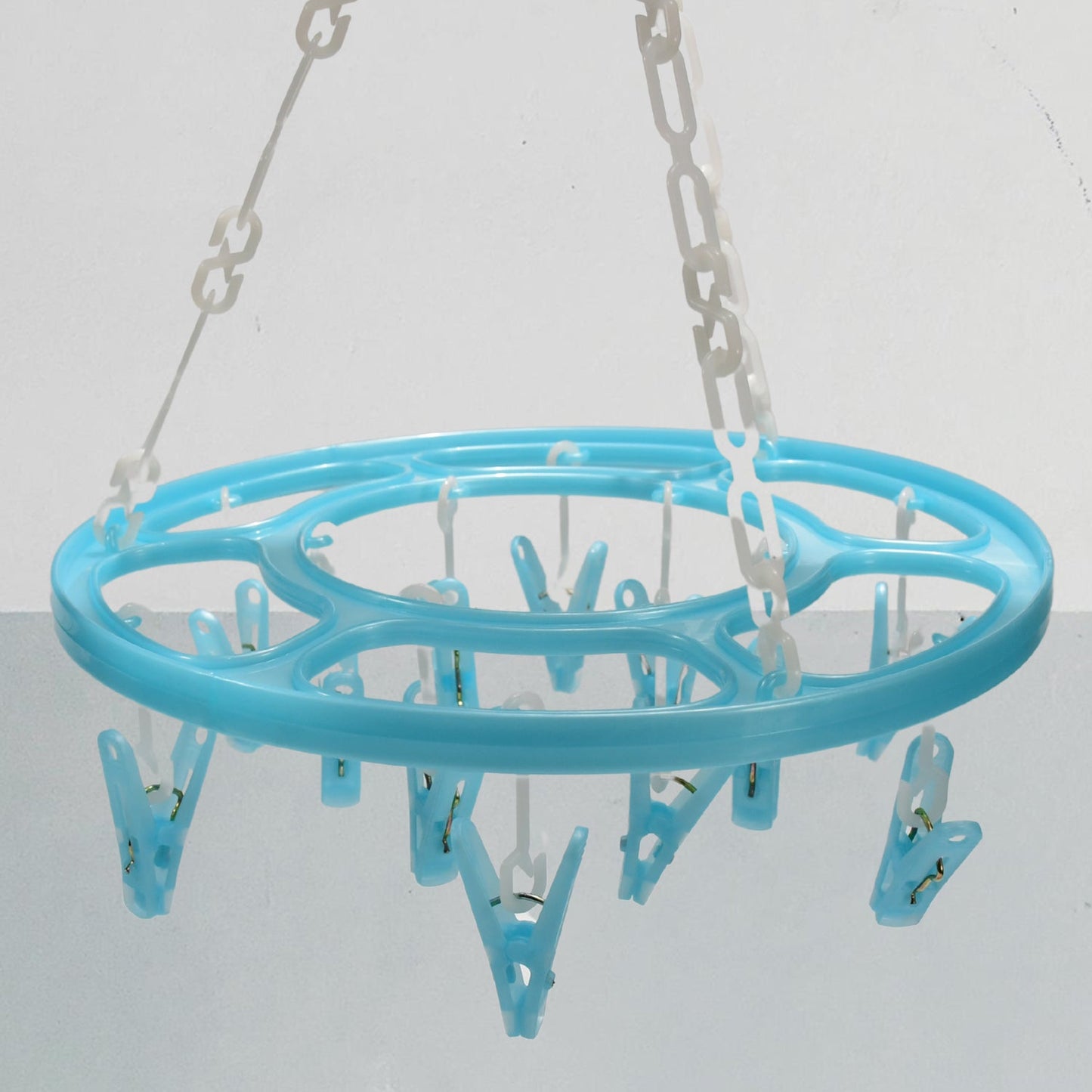 17902 Clothespin Rack Laundry Drying Rack, Clothes Hangers with 12 Clips, Clip Hanger Drip Hanger for Drying Underwear, Baby Clothes, Socks, Bras, Towel, Cloth Diapers, Gloves