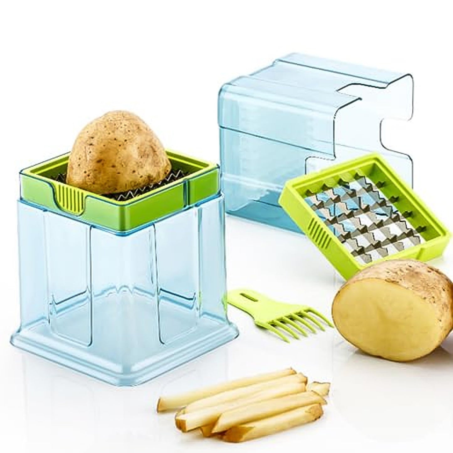 2 in 1 Potato Chipser / Slicer French Fries Maker Finger Chips | Plastic | Two Blades Finger Chips Cutter for Kitchen Accessory Vegetable Fruit Slicer (1 Pc)