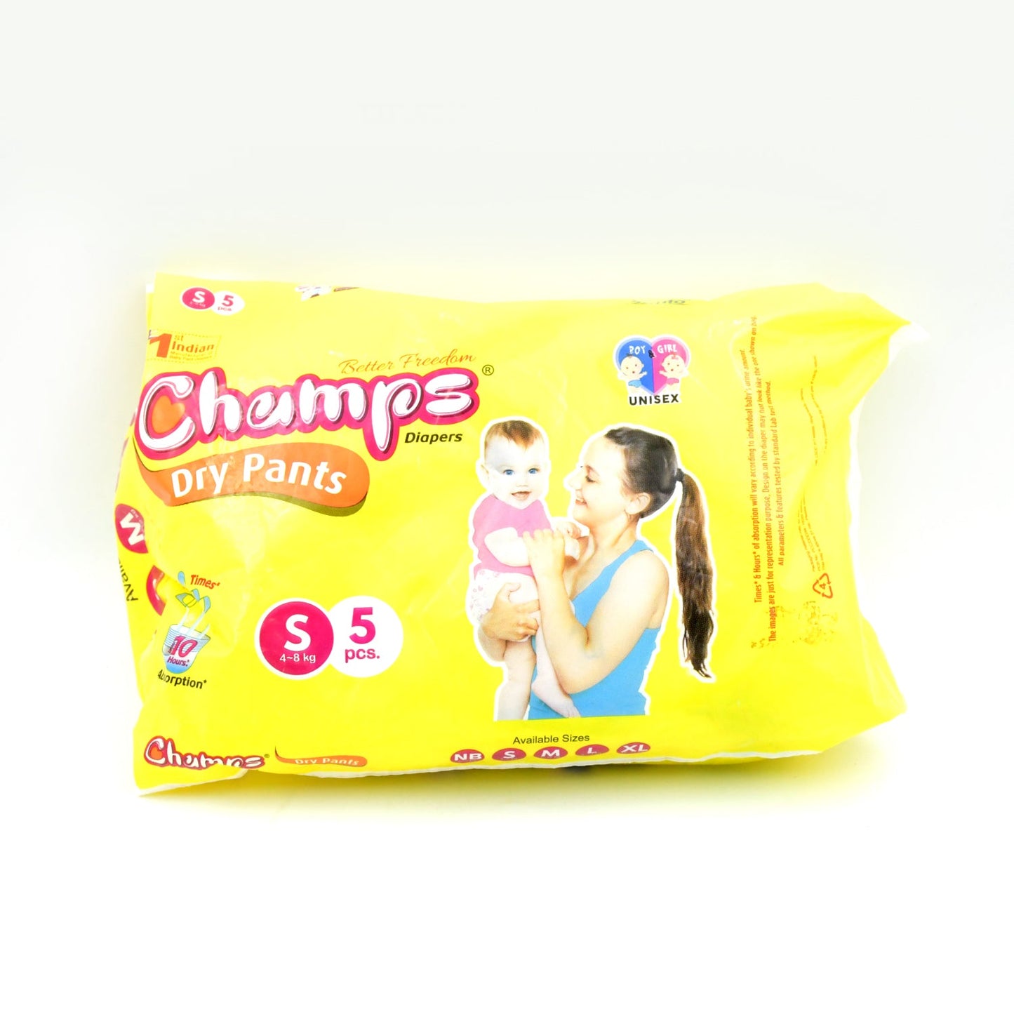 0968 Small Champs Dry Pants Style Diaper- Small Best for Travel Absorption, Champs Baby Diapers, Champs Soft and Dry Baby Diaper Pants (S5 Pcs )