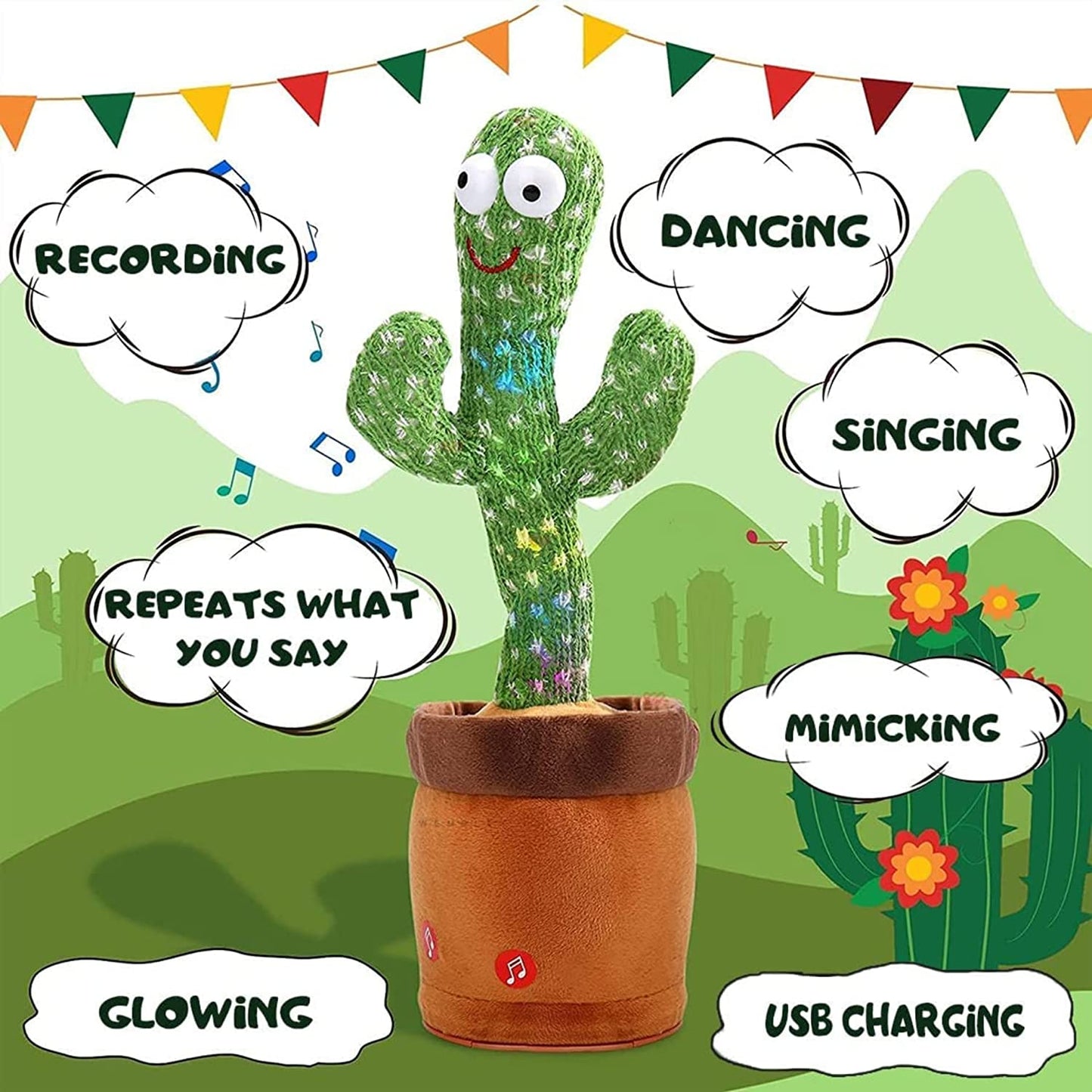 8047L Dancing Cactus Talking Toy, Chargeable Toy (loose)