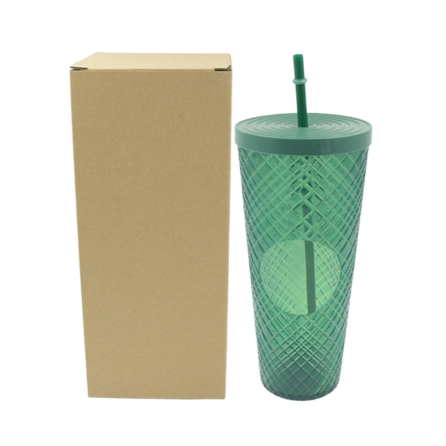 Cup with Straw & LED Lighting Reusable Matte Studded Tumbler with Leak Proof Lid Water Cup Travel Mug Coffee Ice Water Bottle Double Walled Insulated Tumbler BPA Free (1 Pc)
