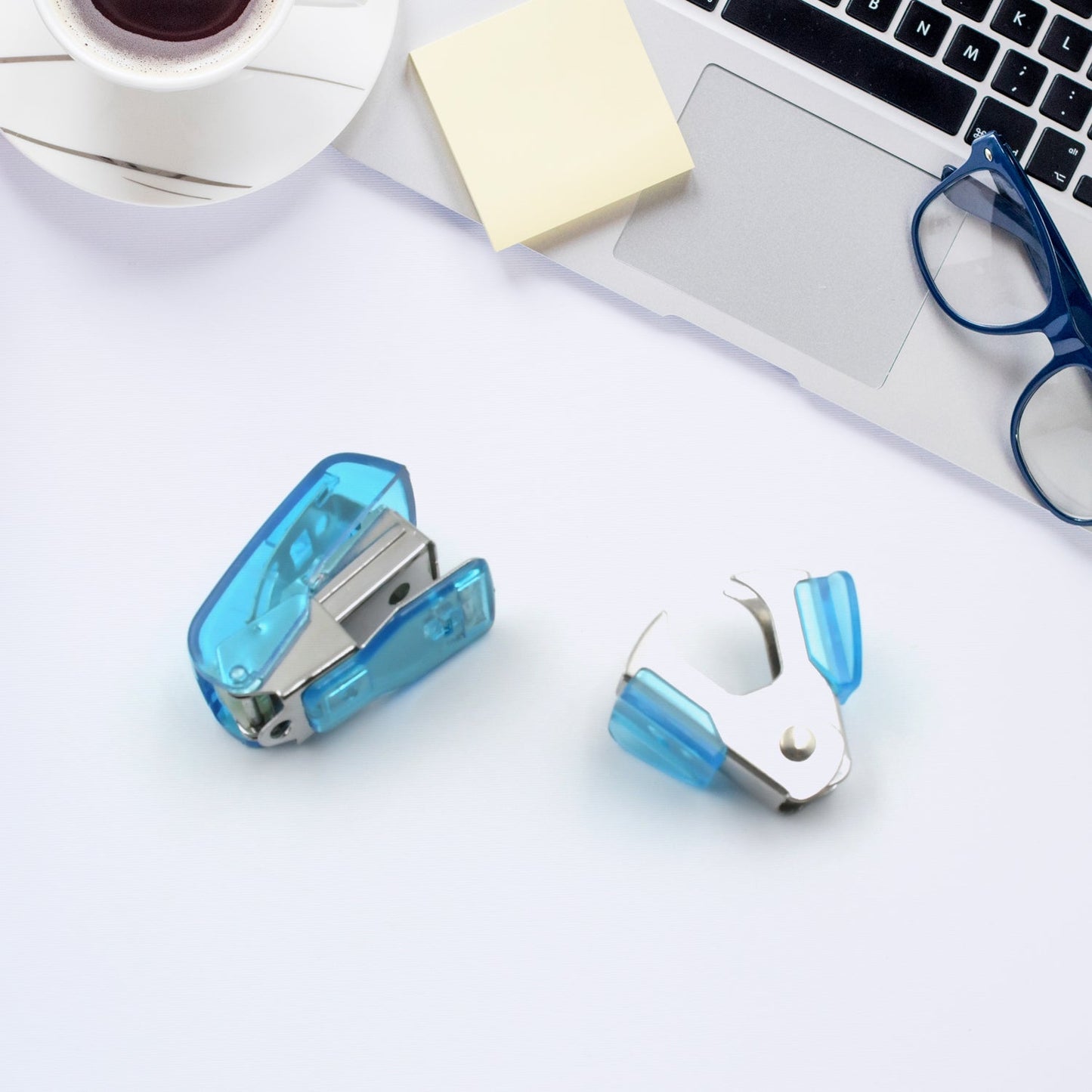Mini Office Stationery Set - Stapler, Scissors, Paper Clips, Tape Dispenser, Transparent Tape, And Staples