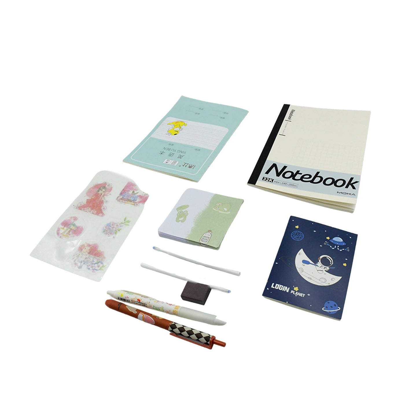 Cartoon Stationery Box Cartoon Design School Box Book , diary , Pen , Eraser, Sharpner , Sticker & Pen Refill Student Gift School box (1 box)