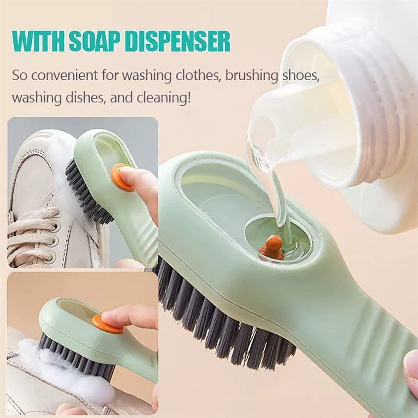 Multifunctional Scrubbing Brush with Liquid / Soap Dispenser, Cleaning Brush with Liquid / Soap Dispenser, Shoe Brush for Cleaning, Cloth Cleaning Brush with Handle Liquid Shoe Brush For Shoe Clothes (1 Pc)