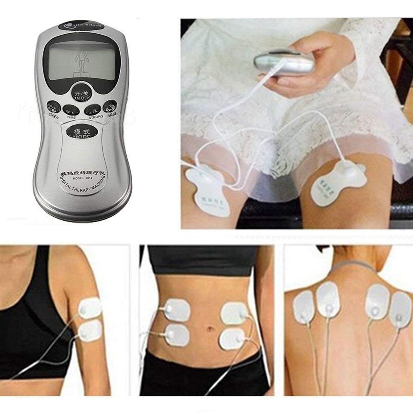 Multifunctional Massager, Health Care Digital Chinese Meridian Tens Therapy Massager Relax Body Muscle Acupuncture Machine 4 Electrode Pads & Charger Adapter and Cable, Physiotherapy, Electric Digital Therapy neck back Mane Massage