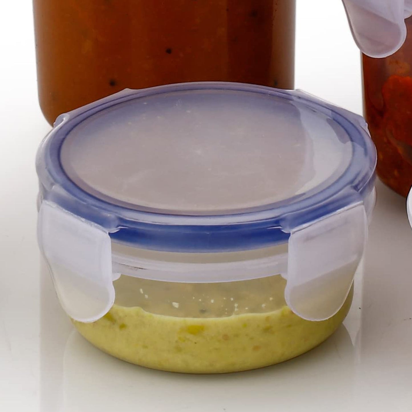 5830 Plastic Liquid Round Airtight Food Storage Container with Leak Proof Locking Lid BPA Free Container for Kitchen, 5 Pcs Set Transparent, ( Approx Capacity 110 ml,160 ml,210 ml,400 ml,500 ml)