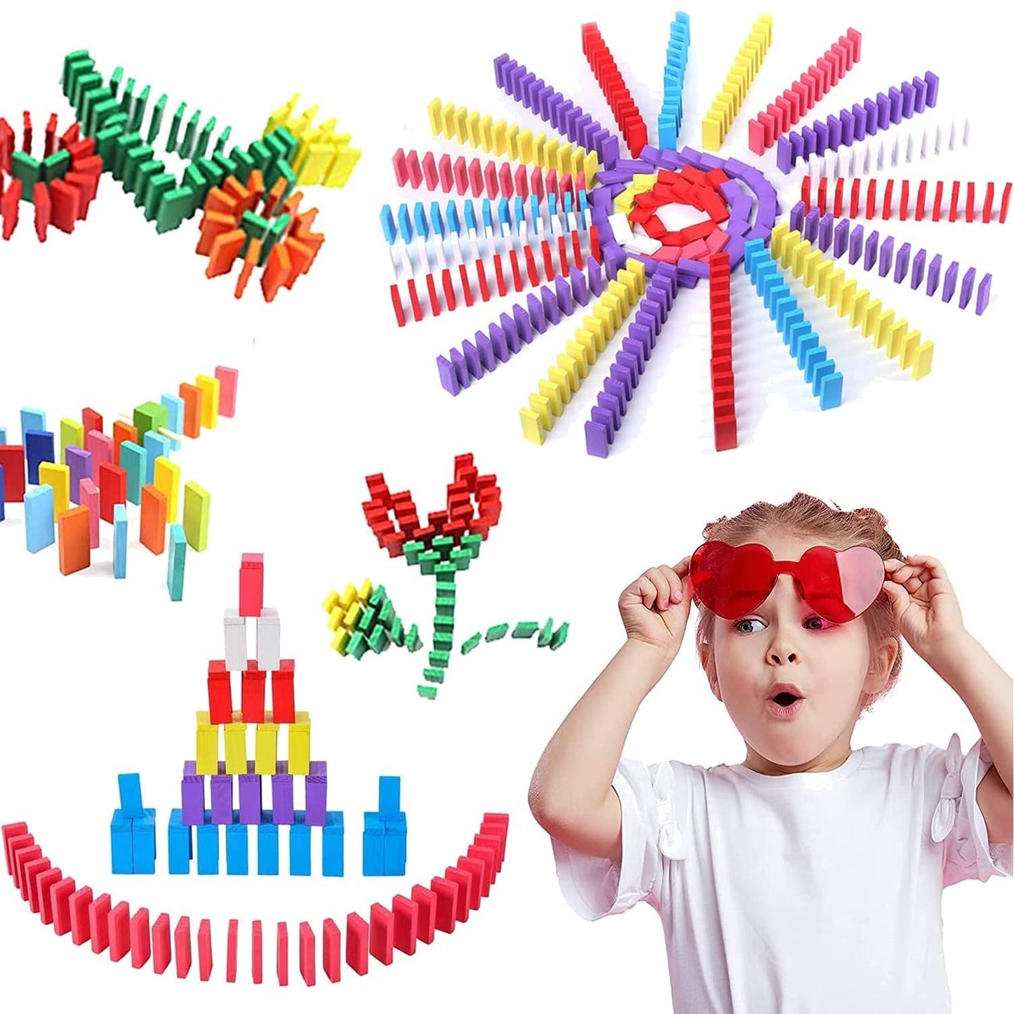 4439B 100PC DOMINO BLOCKS SET MULTICOLOR WOODEN TOY BUILDING INDOOR GAME TOY