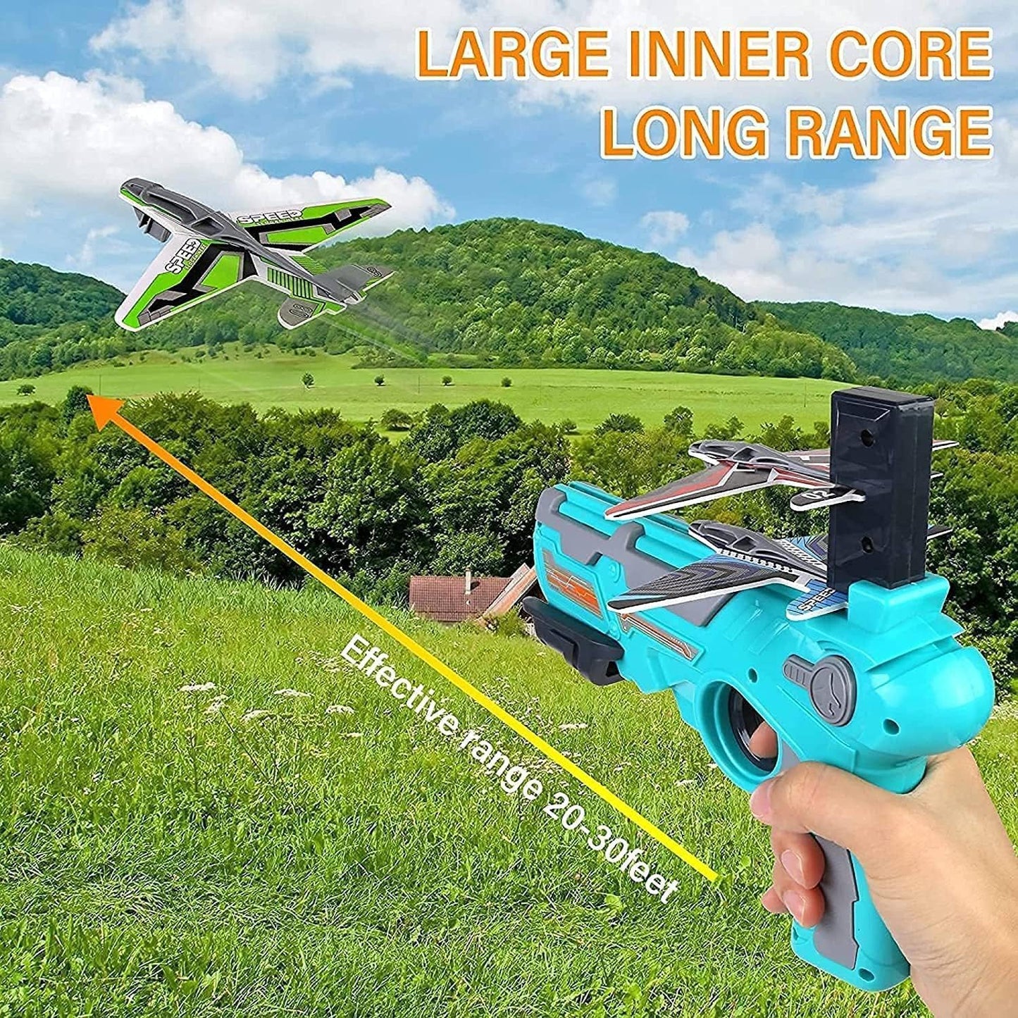 4413A Airplane Launcher Gun Toy with Foam Glider Planes, Outdoor Games for Children, Best Aeroplane Toys for Kids, Air Battle Gun Toys ( 5 Plane Include )