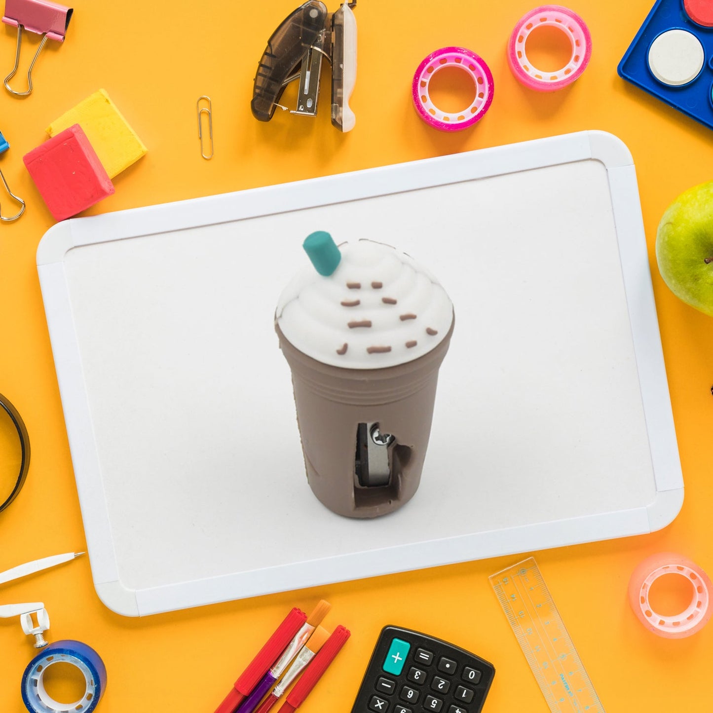 2In1 3D Cute Coffee Or Ice cream Shape sharpner Like Rotary Manual Pencil Sharpener for Kids Ice Cream Style Office School Supplies, Back to School Gift for Students,Kids Educational Stationary kit, B'Day Return Gift