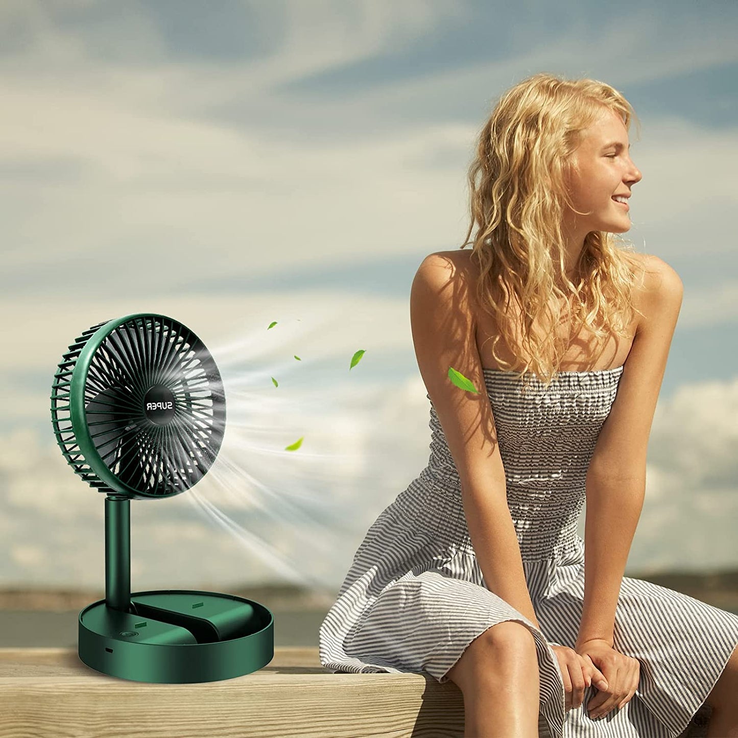 4613 Telescopic Electric Desktop Fan, Height Adjustable, Foldable & Portable for Travel/Carry | Silent Table Top Personal Fan for Bedside, Office Table