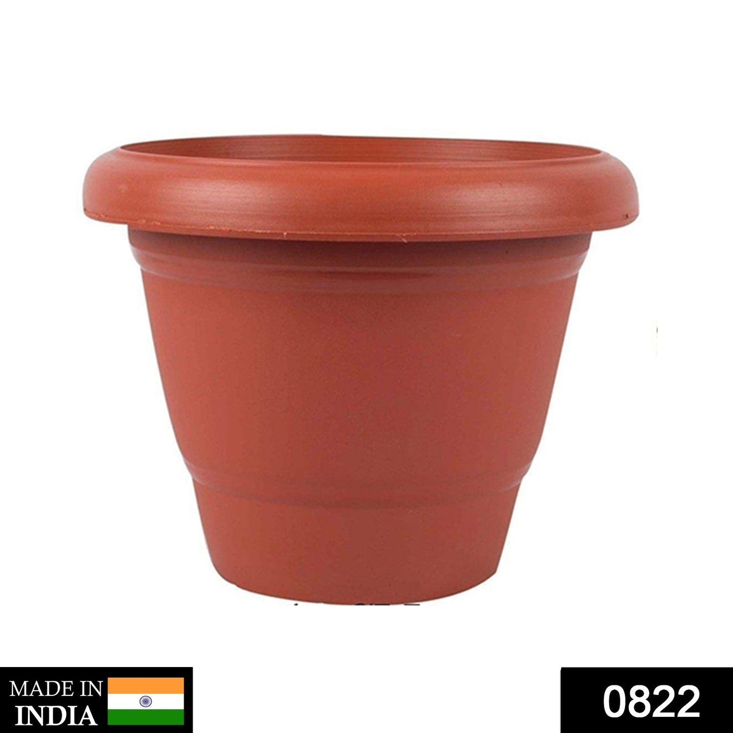 0822 Garden Heavy Plastic Planter Pot/Gamla (Brown, Pack of 1)