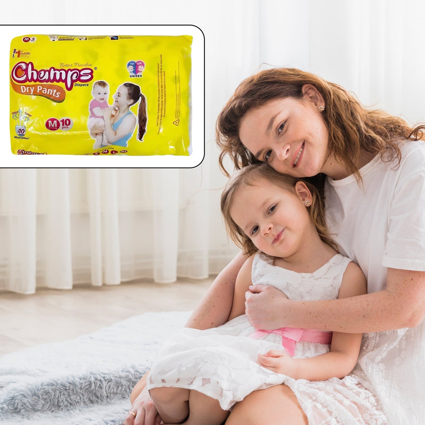 0966 Medium Champs Dry Pants Style Diaper - Medium (10 pcs) Best for Travel Absorption, Champs Baby Diapers, Champs Soft and Dry Baby Diaper Pants (M, 10 Pcs )