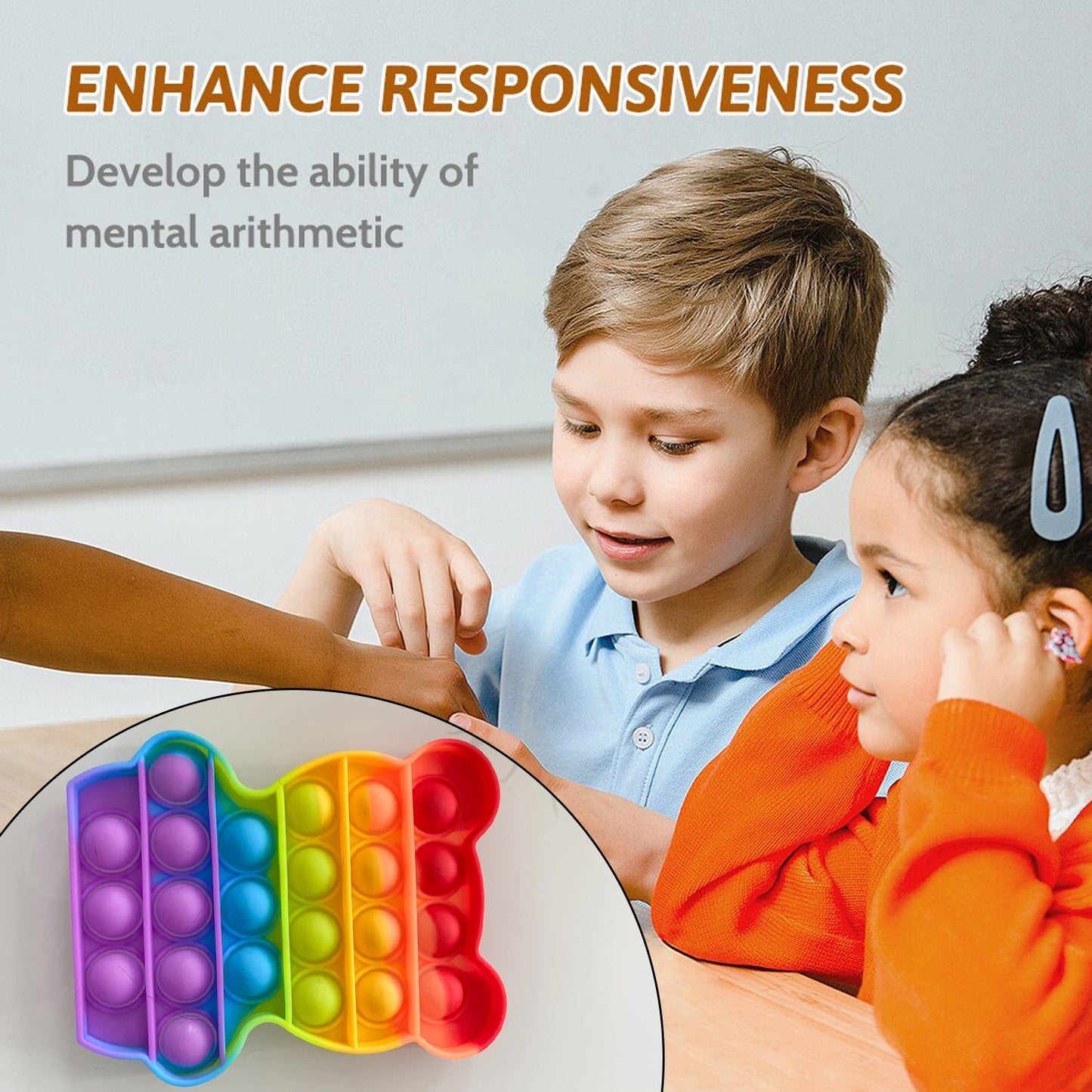 4474 Bear Pop It Fidget Toys Stress Relief Rainbow Toy ( 1 pcs )