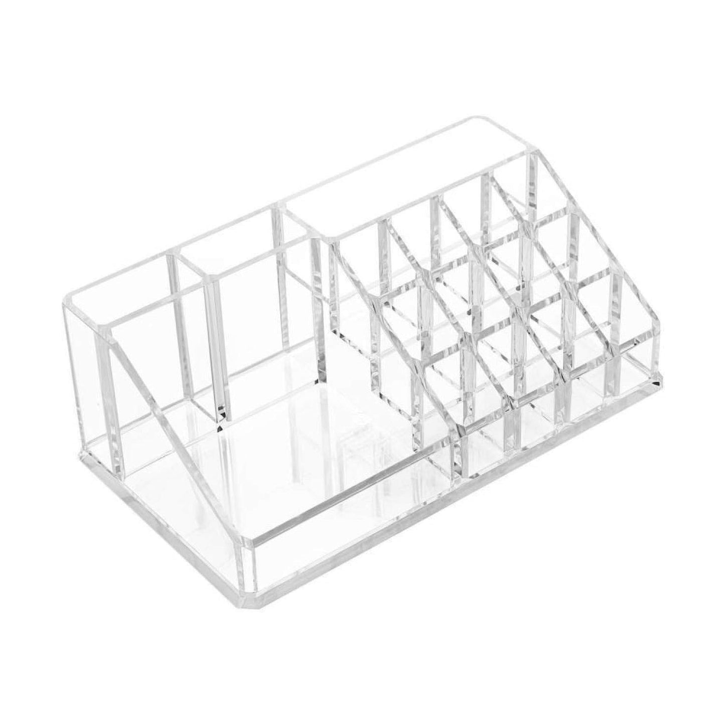 16 Compartment Cosmetic Makeup Jewellery Lipstick Storage Organiser Box, Cosmetic Storage Box Make-up Lipstick Organizer / Lipstick Holder Case Transparent