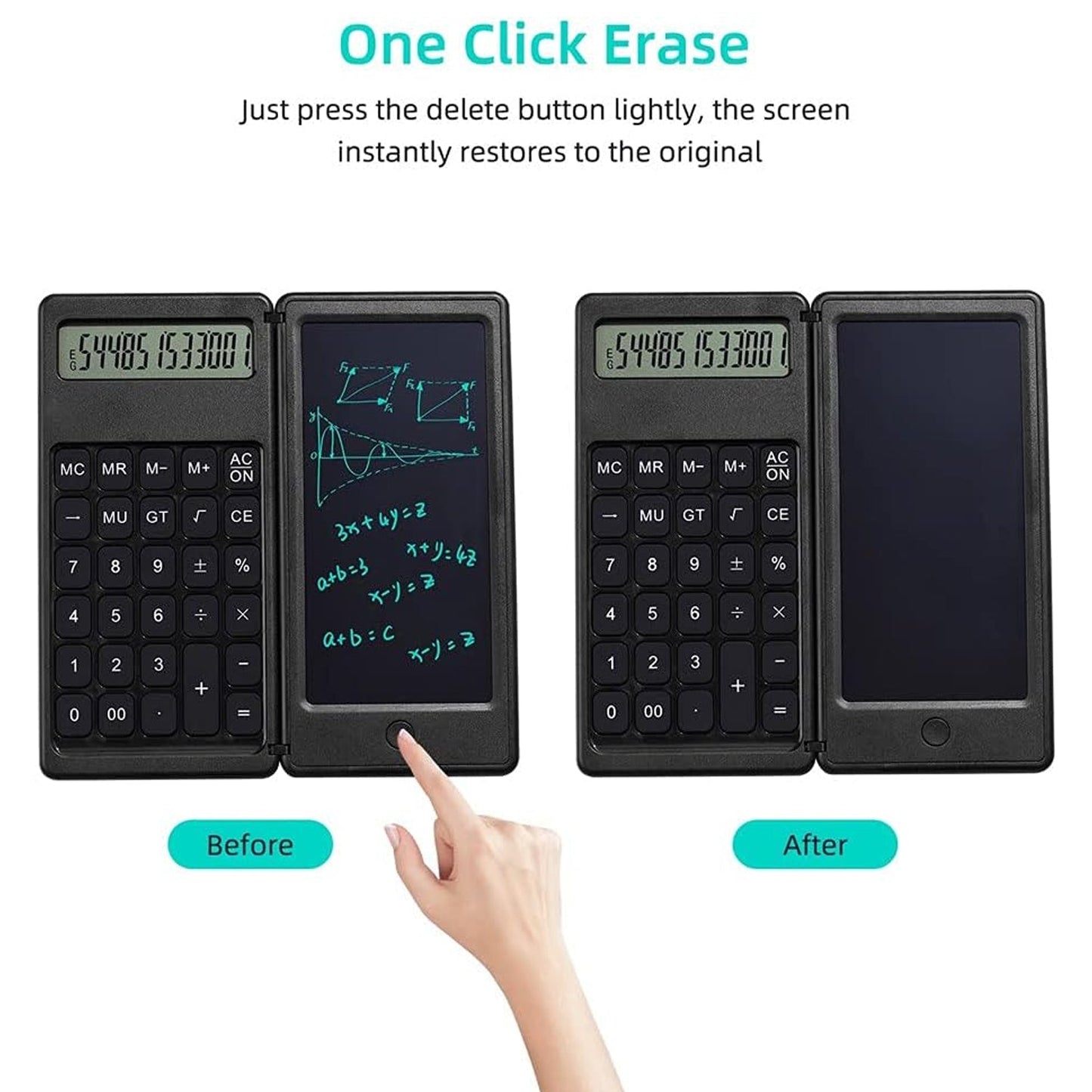 Foldable Calculator With 6 Inch LCD Tablet Digital Drawing Pad Stylus Pen Erase Button Lock Function Smart Calculator -01