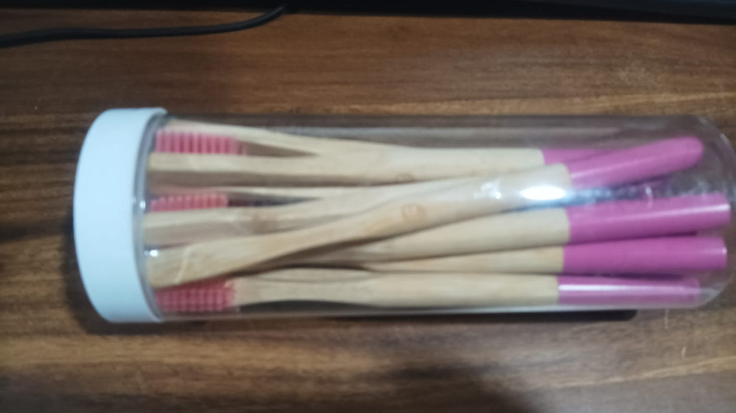 13030 Bamboo Wooden Toothbrush Soft Toothbrush Wooden Child Bamboo Toothbrush Biodegradable Manual Toothbrush for Adult, Kids (15 pcs set / With Round Box)