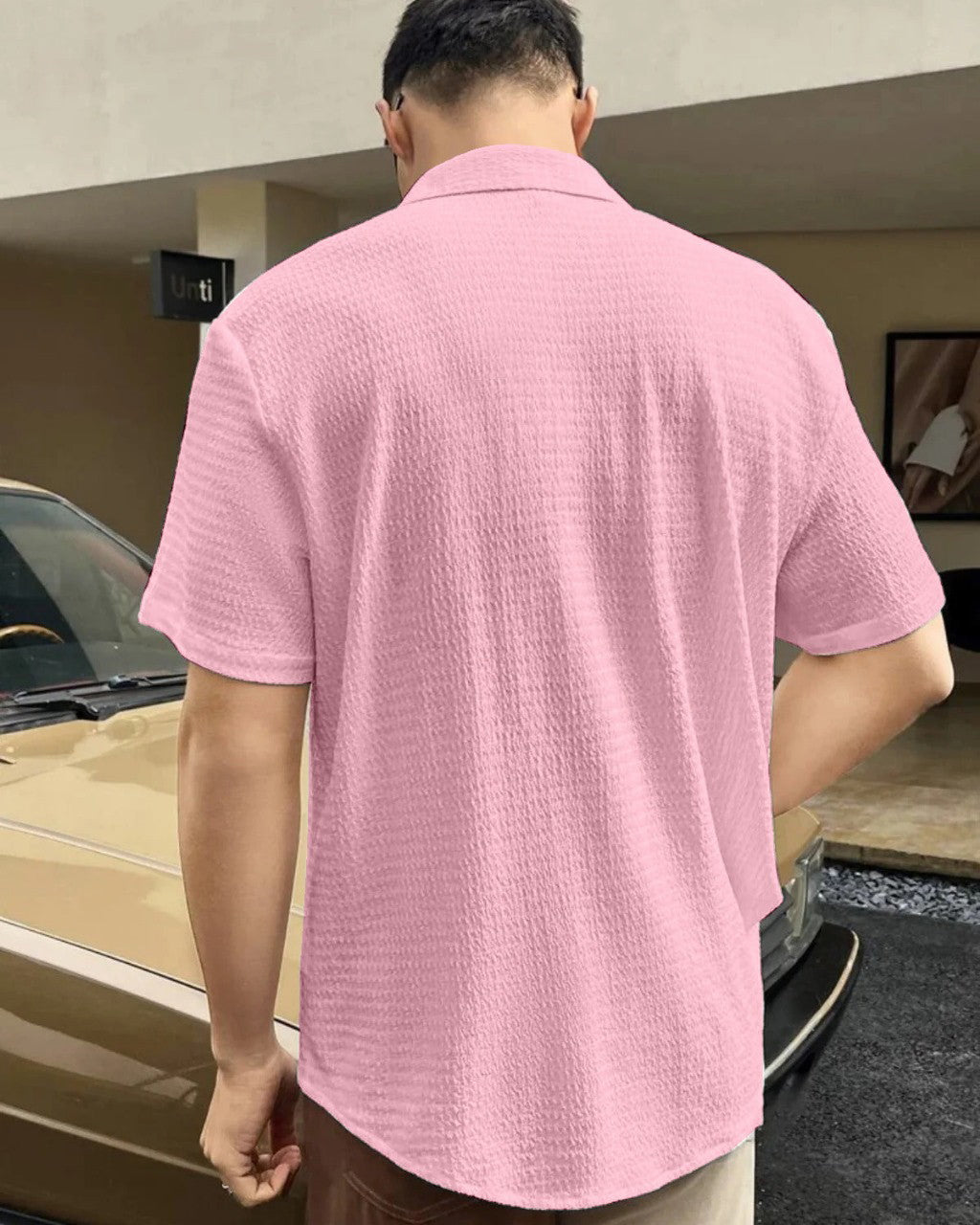Pink Colour Men Casual Wear Cotton Structured Shirt
