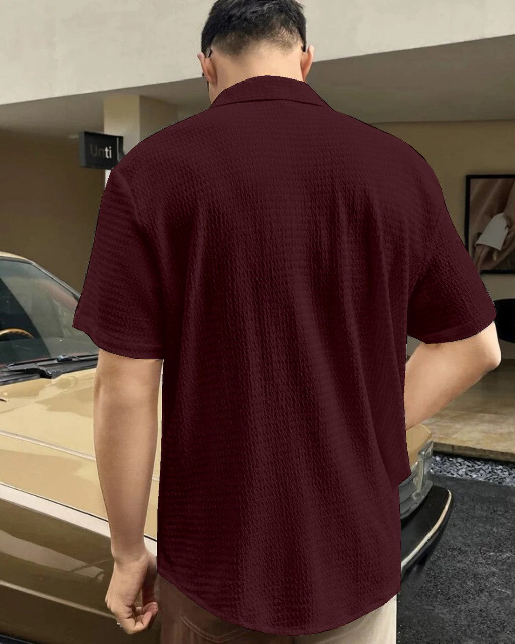 Maroon Colour Men Casual Wear Cotton Structured Shirt