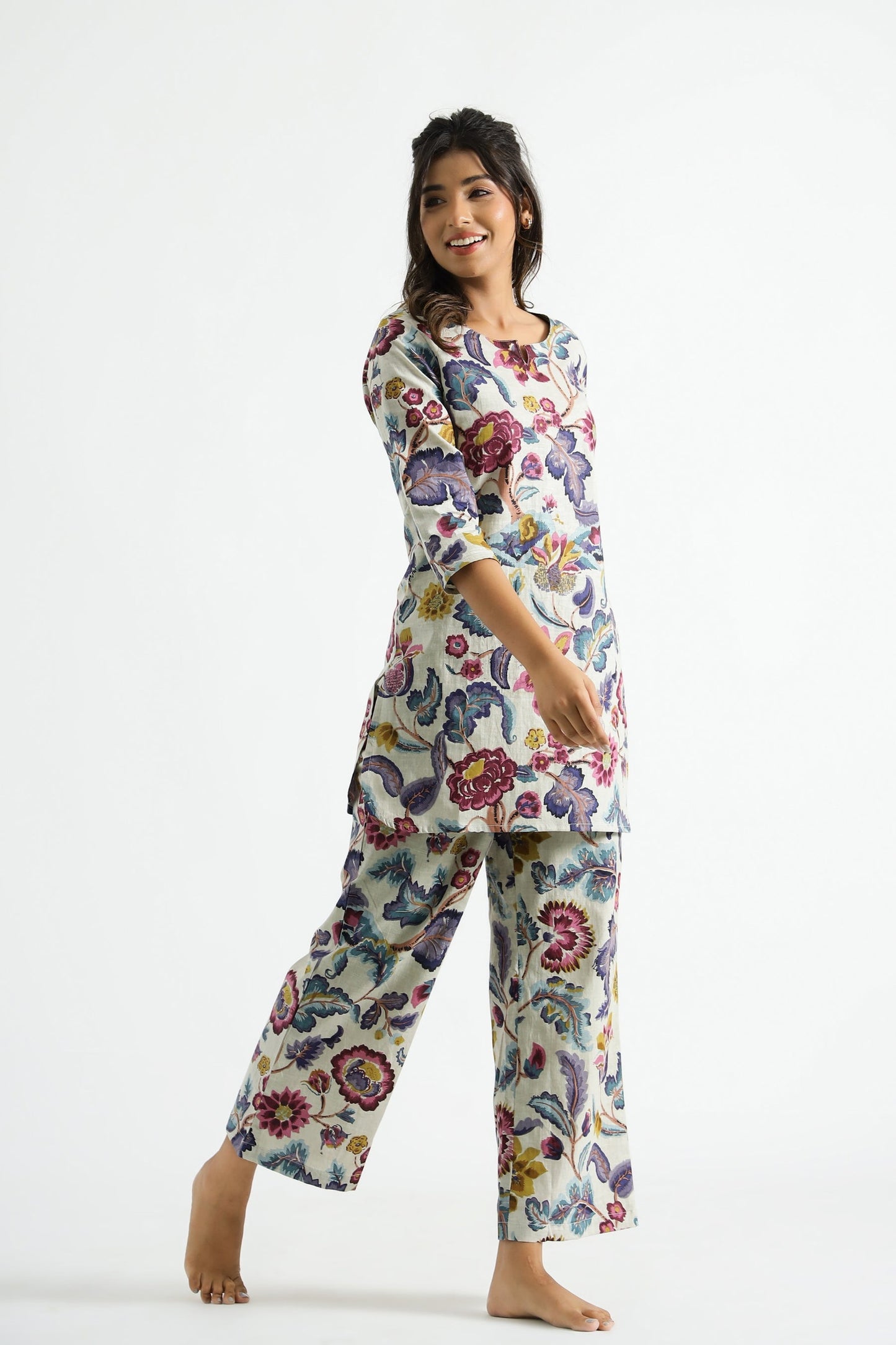 Multi Colour Cotton Rayon Woman's Wear Co-Ords Set