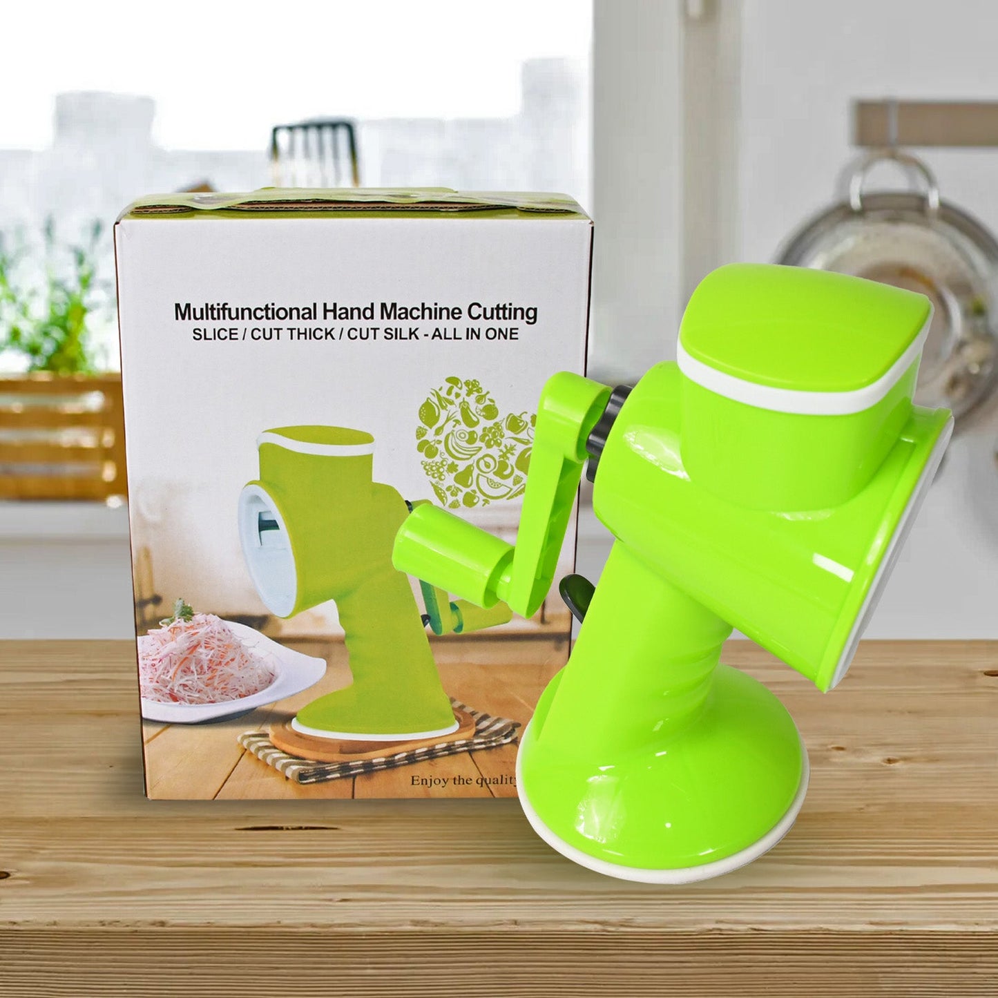 6 in 1 Multi functional Vegetable Cutter & Slicer Hand Machine Cutting, Slice, Cut Thick, Cut Silk All in one βVegetable Chopper Cutter & Slicing Cutter Barrel - Vegetable Grater with 6 Removable Blades