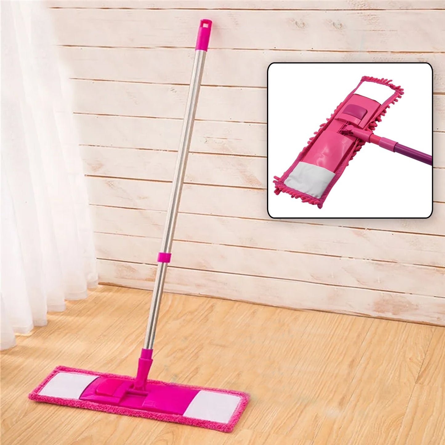 Wet and Dry Cleaning Flat Microfiber Floor Cleaning Mop Steel Rod Long Handle Dry Mop microfiber mop refill (No include Extra Refill 123cmx47cm)