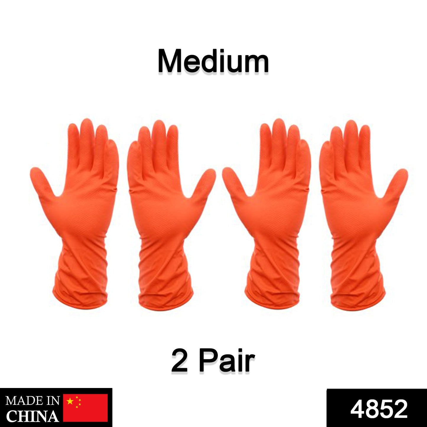 4852 2 Pair Medium Orange Gloves For Types Of Purposes Like Washing Utensils, Gardening And Cleaning Toilet Etc.